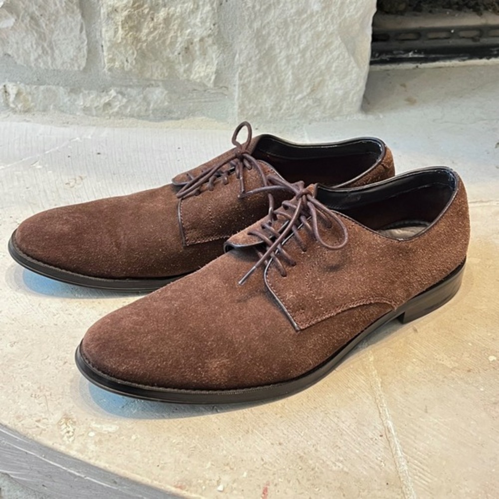 The Black Tux Brown Suede Leather Oxford Dress‎ Shoes Size 9